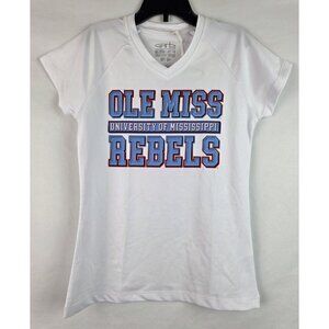 Garb University of Mississippi Ole Miss Rebels Girls Youth Med Shirt White Top